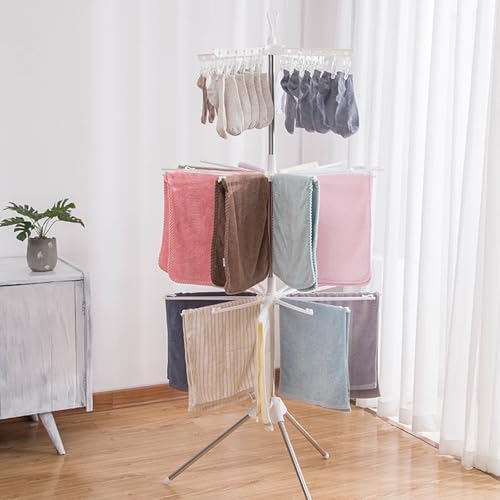 3 Tier Foldable Clothes Drying Rack, Stainless Steel 360° Rotatable Clothes by ILWorkTLs