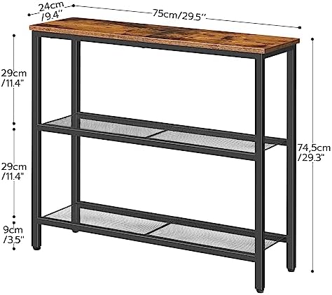 HOOBRO 29.5" Narrow Console Table, 3-Tier Entryway Table, Thin Sofa Table - Image 3