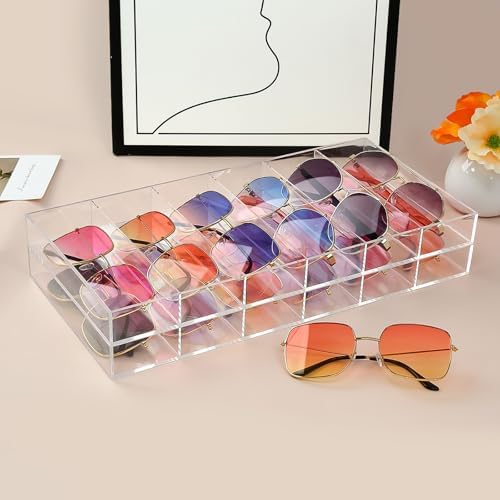 2 Pack Acrylic Sunglasses Organizer, 6 Slot Clear - Image 7