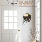 Key Holder Wall Mount with Shelf and Hooks, Mail Organizer - Image 5