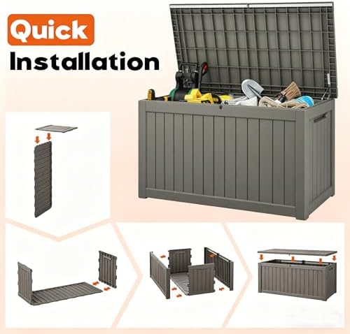 Outdoor Storage Box, Resin Deck Boxes Indoor and outdoor, Waterproof Storage - Image 6