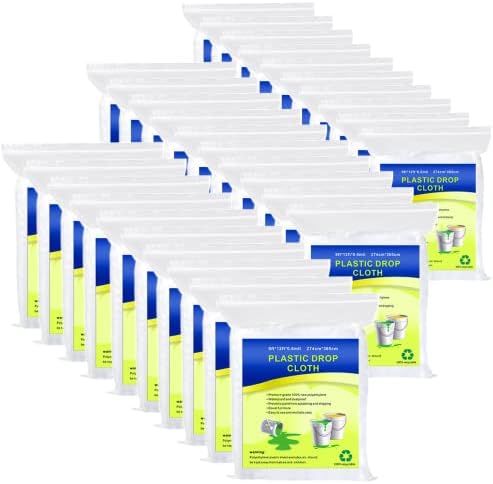 30 Pieces Plastic Drop Sheets for Painting, Waterproof and Dust-Proof Clear by Cedolio