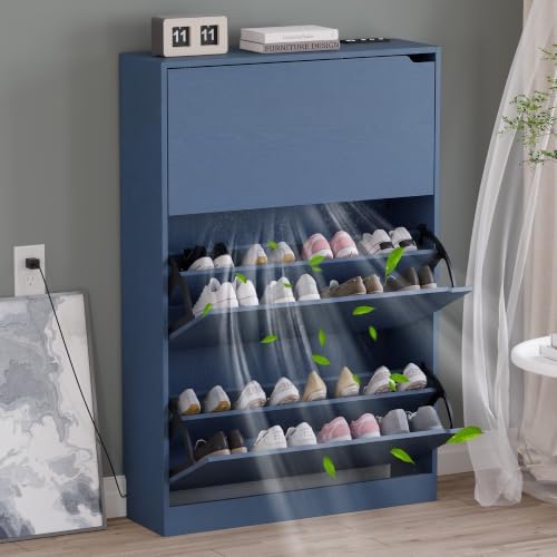 BORNOON Shoe Cabinet with Odor Control and Back Panels, Deodorizing Slim 3-Flip by BORNOON