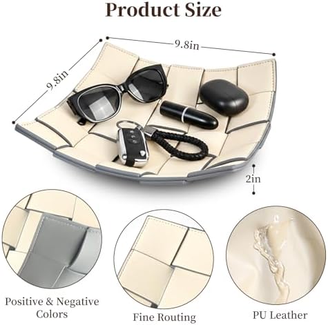 MSJGA Valet Tray PU Leather Key Holder Bowl - Image 2
