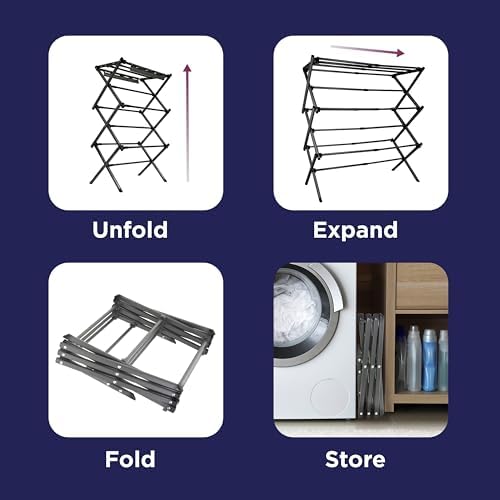 BLACK+DECKER Space Saving 3-Tier Expandable Clothes Drying Rack, Foldable - Image 6
