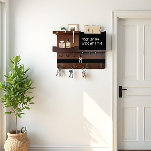 Key Holder Wall Mount with Shelf, Key Hooks - Image 3