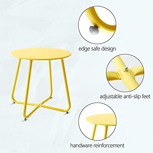 Outdoor Table Small Patio Side Table Waterproof Round Metal Side Table Weather - Image 4