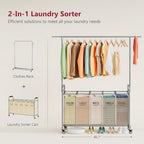 Tajsoon Laundry Cart with Hanging Rack, 65 Gal. Large Laundry Hamper - Image 4