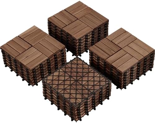 Yaheetech 27PCS Acacia Wood Deck Tiles Interlocking Patio Flooring by Yaheetech