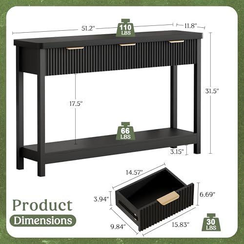 Lulive Fluted Console Table, 51 Inch Entryway Table - Image 2