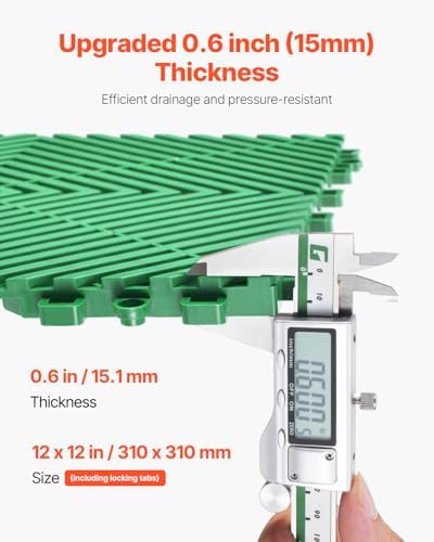 VEVOR Interlocking Drainage Mat, 12” x 12” Splicing Drainage Mats, Non-Slip PP - Image 3