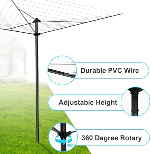 BAKON Heavy Duty Clothesline Outdoor, 30M Anti-Sag Drying Line Rustproof Wind - Image 2