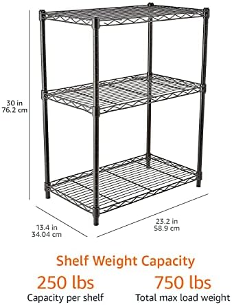 Amazon Basics 3-Shelf Adjustable Heavy Duty Steel Wire Rack Storage Shelving - Image 5