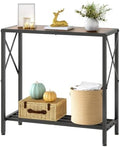 Tajsoon Console Table 28.3''L, 2 Tier Narrow Entryway Table Rustic Brown by Tajsoon