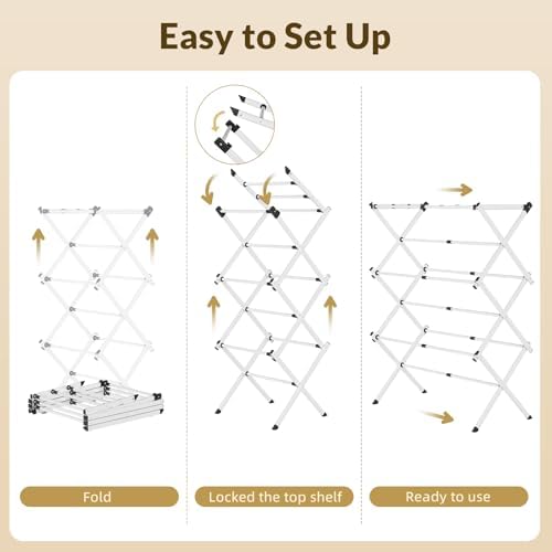 Clothes Drying Rack Collapsible, Heavy Duty Foldable Laundry Rack - Image 5