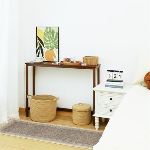 Bamboo Narrow Console Table, 39.4" Wood Small Entryway Table, Accent Slim - Image 5
