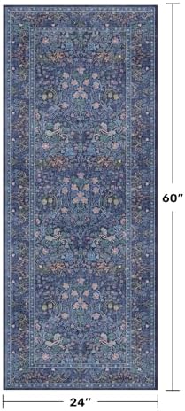 Non Slip Dark Blue 2x5 Runner Rug - Image 2