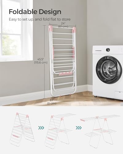 SONGMICS Clothes Drying Rack, Foldable 2-Level Stee Laundry Drying Rack - Image 7