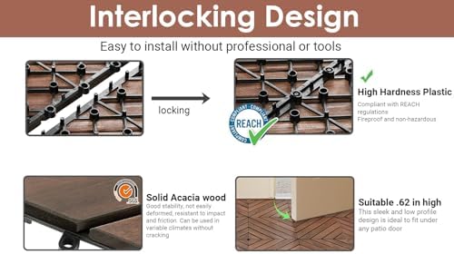 PrimeZone 81 PCS Solid Acacia Wood Interlocking Patio Deck Tiles Outdoor - Image 4