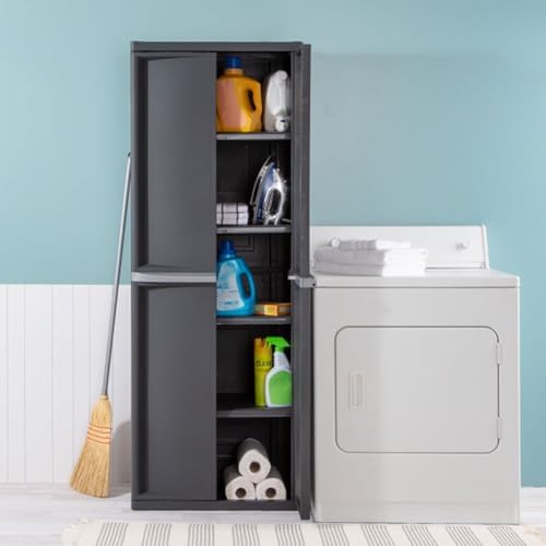Sterilite 4 Shelf Cabinet, Lockable Utility Storage - Image 4