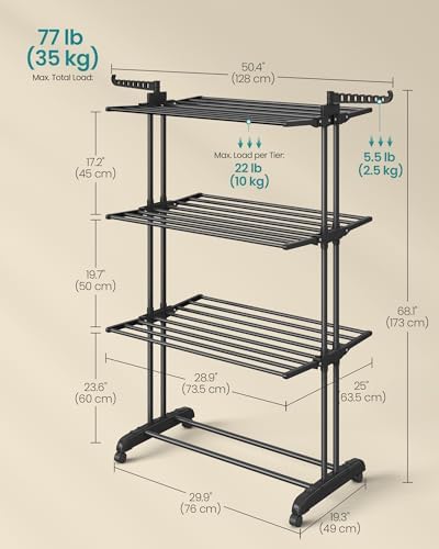 SONGMICS 4-Tier Clothes Drying Rack, 66.6-Inch Tall - Image 5