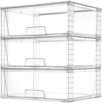 Vtopmart 3 Pack Large Clear Stackable Storage Drawers by Vtopmart