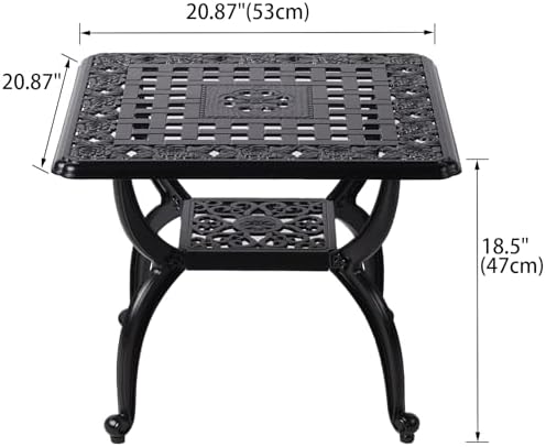 21" Cast Aluminum Outdoor Side Table, Small Patio Table, Outdoor Coffee Tables - Image 3