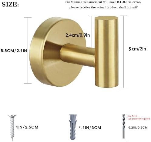 8 Pcs Bathroom Robe Towel Hooks Coat Wall Hook Stainless Steel Heavy Duty Door - Image 3