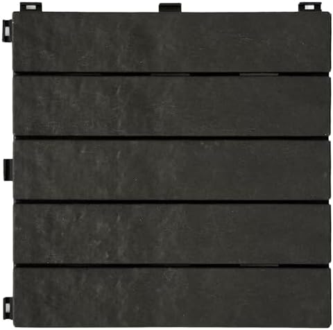 EcoTrend 24-Pack 12”x12” Interlocking Deck Floor Tiles, Slate Black – Rubber & by TierraVerde