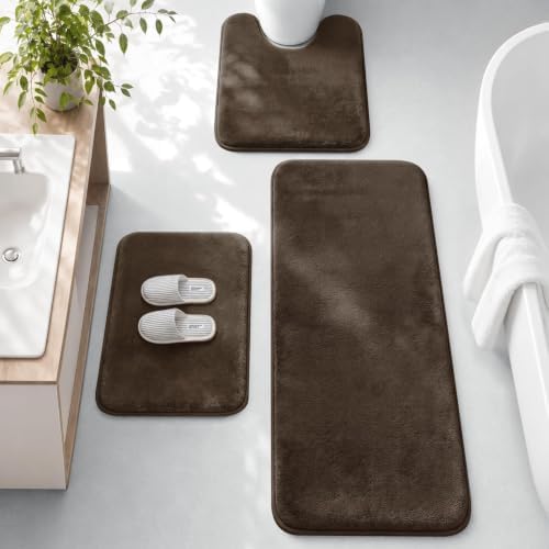 HUXMEYSON 3-Piece Memory Foam Bathroom Rug Set by HUXMEYSON