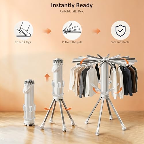 Foldable Laundry Rack with 6 Shoe Holders 24 Clothespins - Image 7