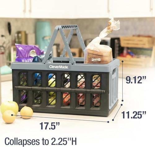 CleverMade Collapsible Shopping Basket, 24L Storage Crate, 1 Pack - Image 4