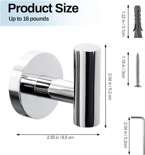 Kruodop Towel Hooks for Bathroom, 2 Packs Wall Mount Towel Holder, Stainless - Image 2