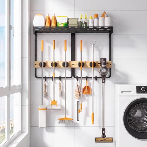 Broom Holder Wall Mount – Wall Mounted Broom, Hanging Cleaning Tool Organizer - Image 7