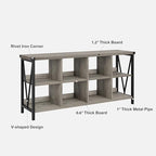 62 in Industrial 3-Tier Metal Horizontal Bookshelf - Image 5