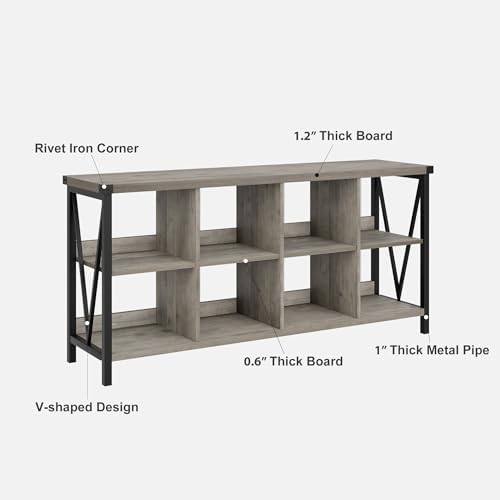 62 in Industrial 3-Tier Metal Horizontal Bookshelf - Image 5