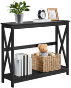 Yaheetech Narrow Black Entryway Console Table, 2-Tier X-Frame Storage Shelf by Yaheetech
