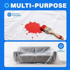 12 Pack Drop Cloth Plastic Sheeting, 9 x 12 FT Heavy Duty Painters Tarp - Image 7