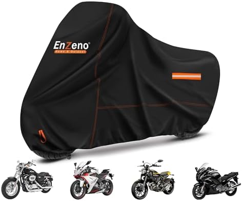 Enzeno Motorcycle Cover Waterproof Motorcycle Rain Tarp Outdoor Storage by Enzeno