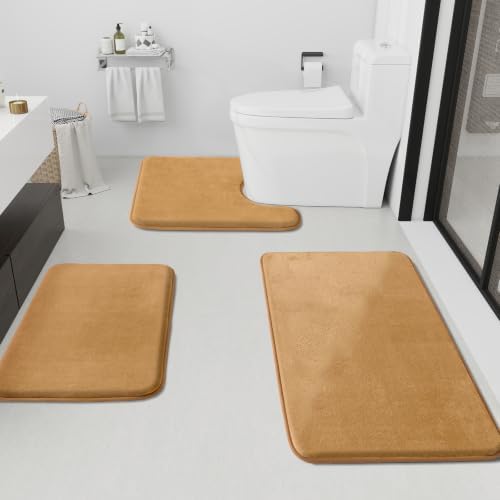 HUXMEYSON Bathroom Rugs Sets 3 Piece, Non-Slip & Quick Dry Bath Mat Set by HUXMEYSON