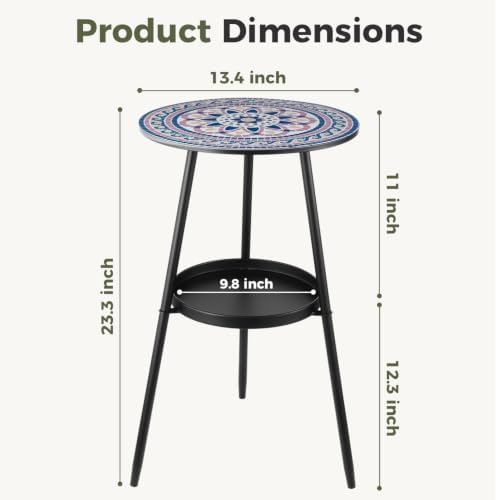 2-Tier Metal Outdoor Side Tables 13.5" Round End Tables - Image 3