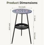 2-Tier Metal Outdoor Side Tables 13.5" Round End Tables - Image 3
