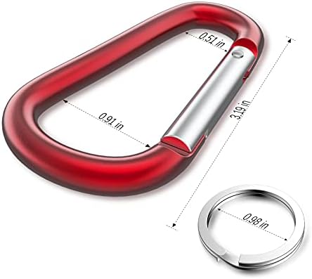 sprookber 3" Aluminum Carabiner D Ring, Caribeener Clips, Spring Snap Hook - Image 2