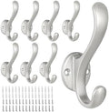 8 Pack Coat Hooks Wall Mount Heavy Duty Utility Retro Double Hooks by PEOIAOY