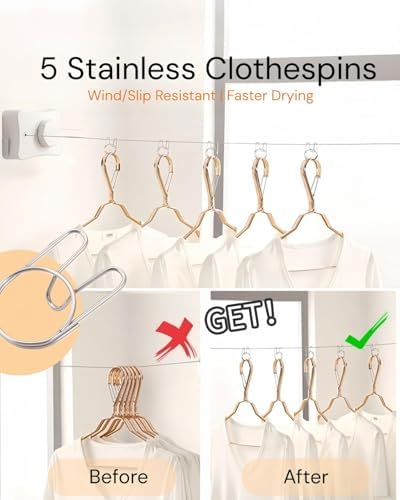 Retractable Clothesline 2X16.7 ft – Heavy-Duty 44 lb, Rust-Proof Stainless Steel - Image 6