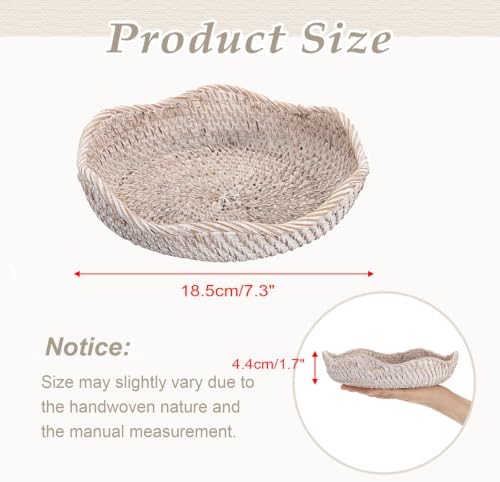 Hipiwe Small Woven Rattan Basket Tray 7.3" Decorative Key Bowl - Image 3