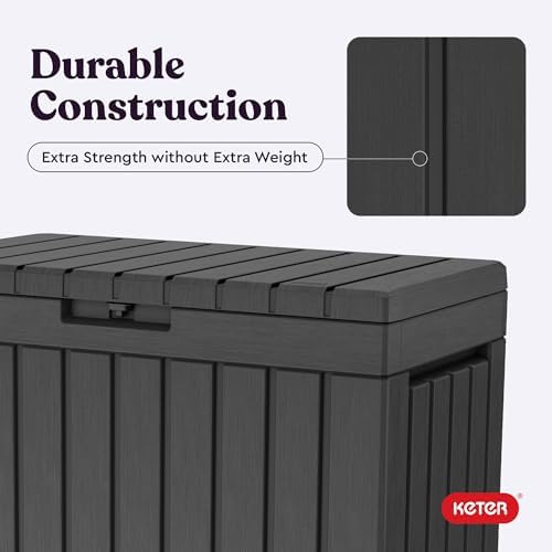 Keter Kentwood 50 Gal Outdoor Storage Box and Patio Side Table - Image 6