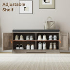 Homleke Shoe Storage Bench, 2 Doors & Thickened Padded Seat Cushion - Image 6
