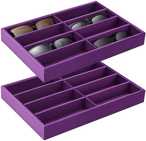Amylove 2 Pack Sunglasses Organizer Tray Velvet Holder, 8 Grids by Amylove