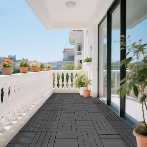 44 Pack Plastic Interlocking Decking Tiles, 12x12 Inch Waterproof Outdoor Floor - Image 3